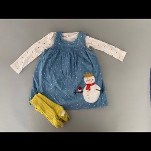 Baby Boden Set - Pointelle, Snowman Pinnie, Tights